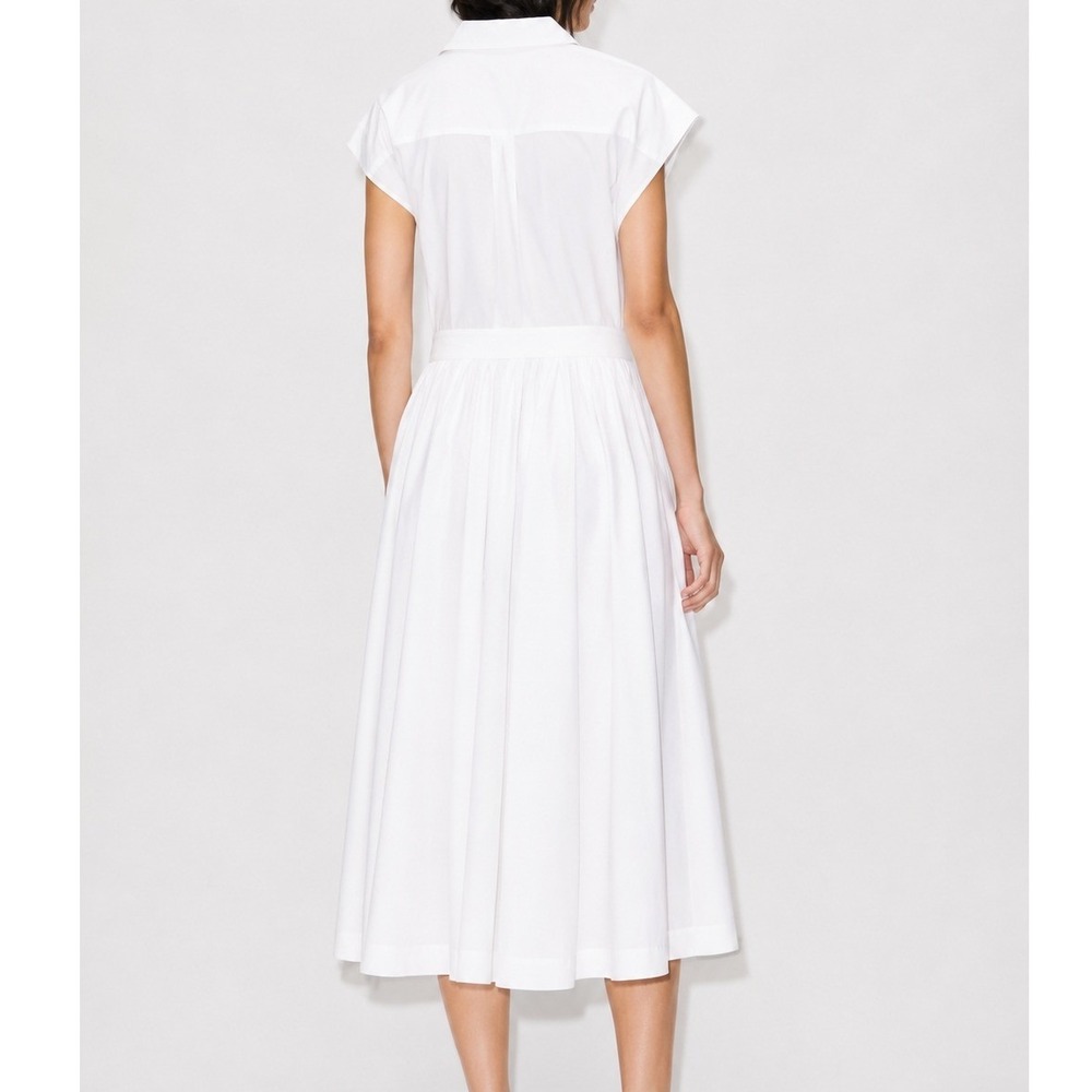 Zara White Poplin Shirt Midi Dress Button Down Front Size Large - Picture 4 of 16